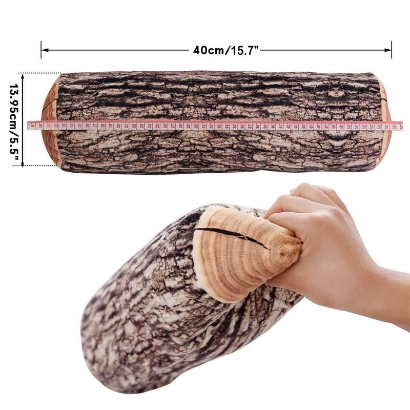 HYSEAS Decorative Round Throw Pillow, 3D Digital Print Comfortable Kids Funny Cute Wood Log Pillow Cylinder Floor Cushion for Home, Couch, Sofa, Bedroom, Living Room Decor, Trunk - Image 2